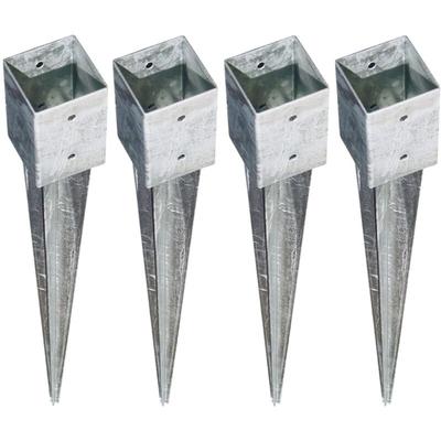 4x Bodenhülse Einschlagbodenhülse 9x9x90cm Einschlaghülse Pfostenträger verzinkt - Buri Image