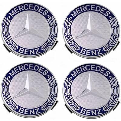 SNQ - 4er Set Radkappen kompatibel mit Mercedes Benz 75 mm - Blau, Image