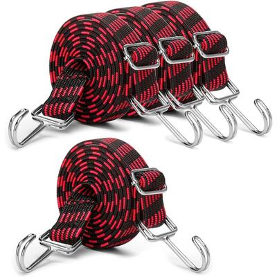verstellbar Spanngummi mit Haken, 4er-Set 2M lang flach Spanngurt mit Metallhaken, extra stark Image