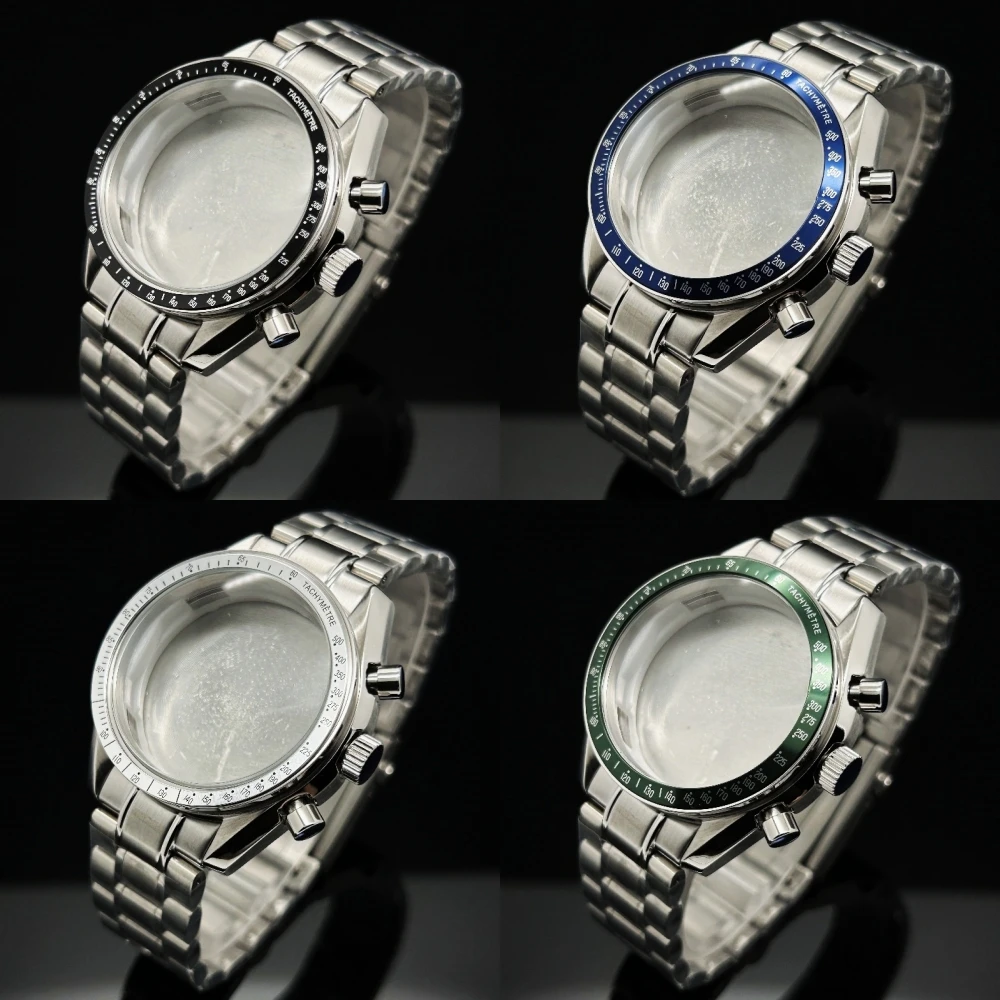 Silbernes, multifunktionales 39,7 mm Speedmaster-Gehäuse, geeignet für Omg VK63-Quarzwerkteile, passend für 20-mm-Stahlbandgehäuse mit Lünette Image