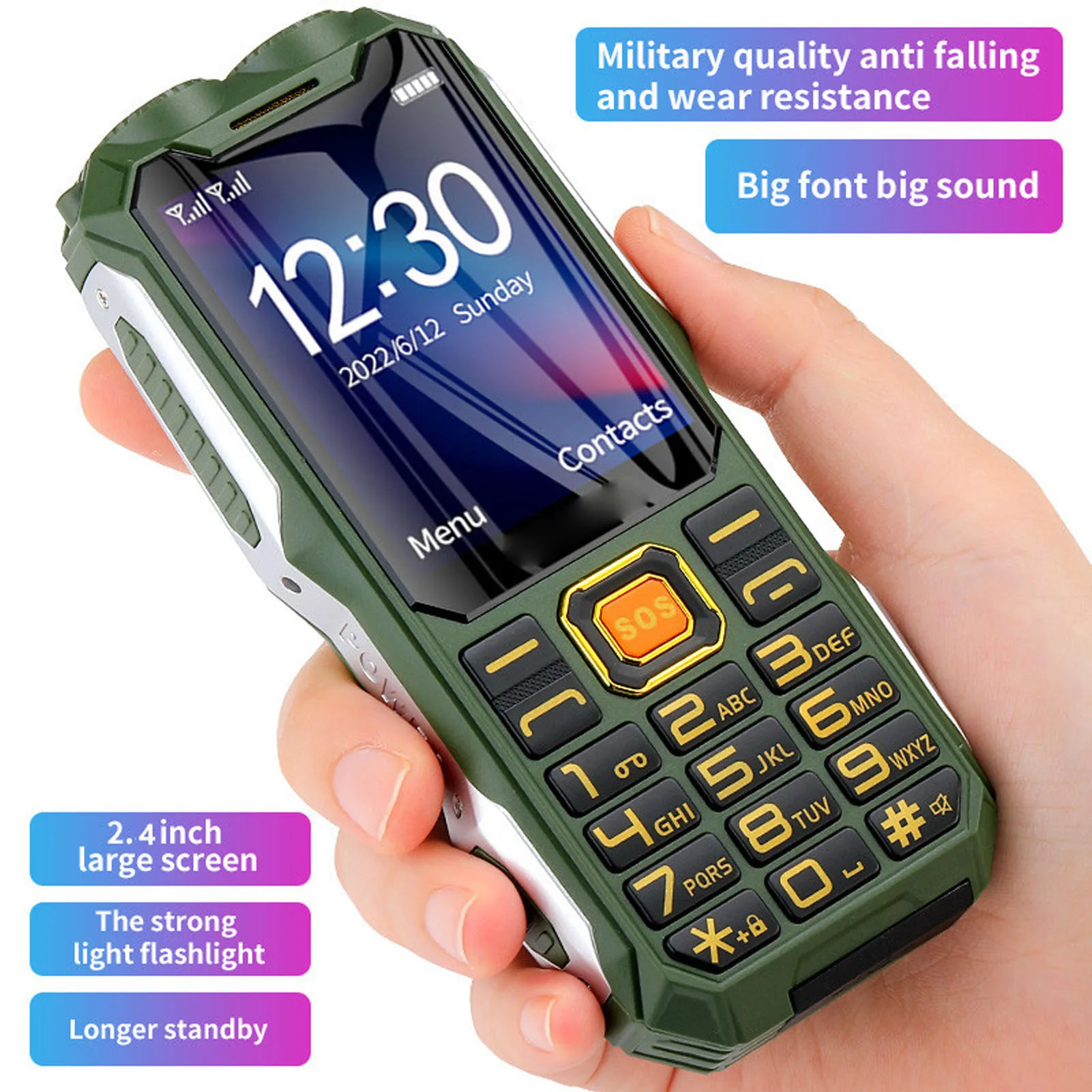 Senior-Handy 2G 2,6 Zoll 16800 mAh Hochleistungs-Handy für ältere Menschen mit Ladeleitung zum Anrufen 2G Senior-Handy Image