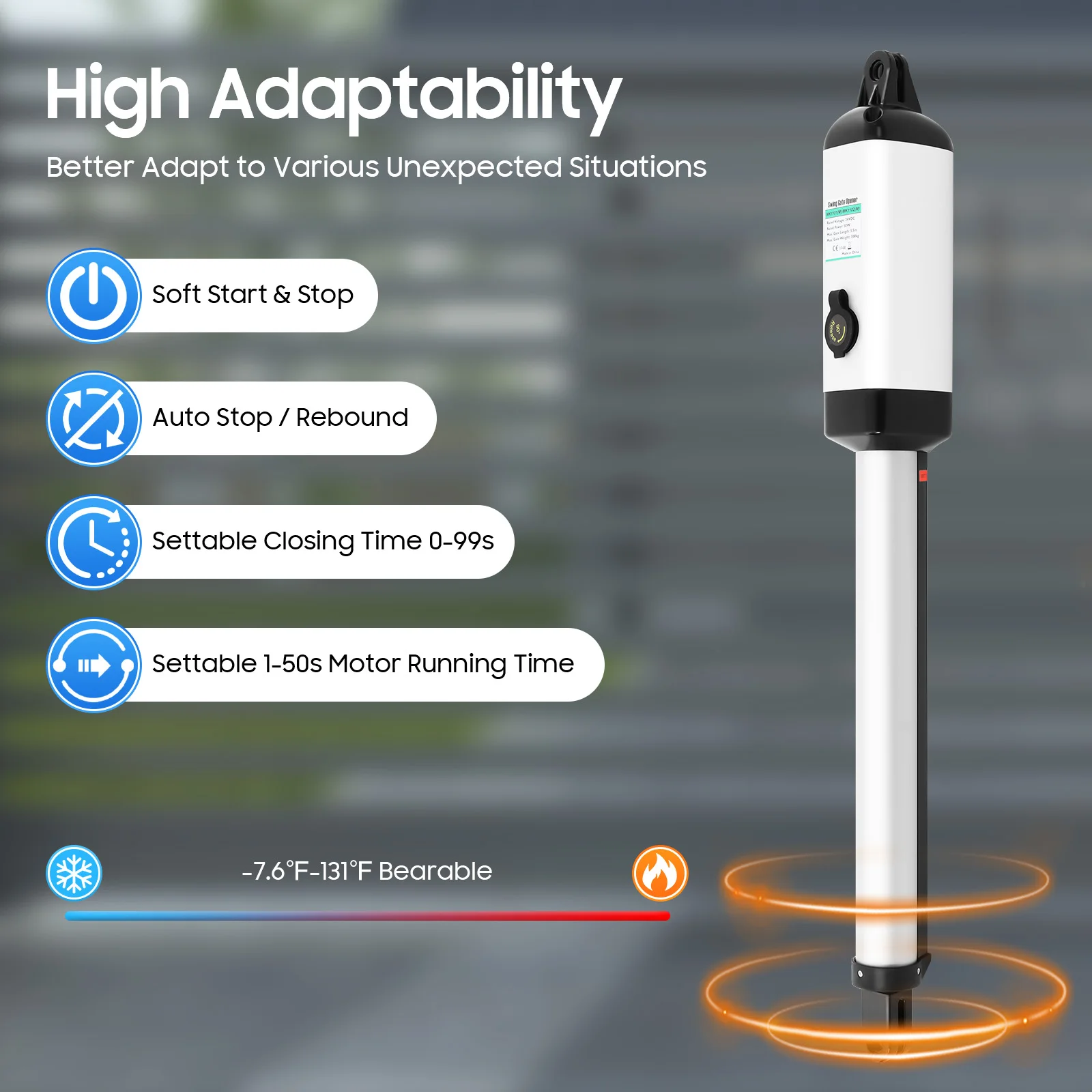 50 W automatisches elektrisches Drehtoröffner-Set, Türtoröffner, Einzelarm mit Fernbedienung, Torkapazität 300 kg