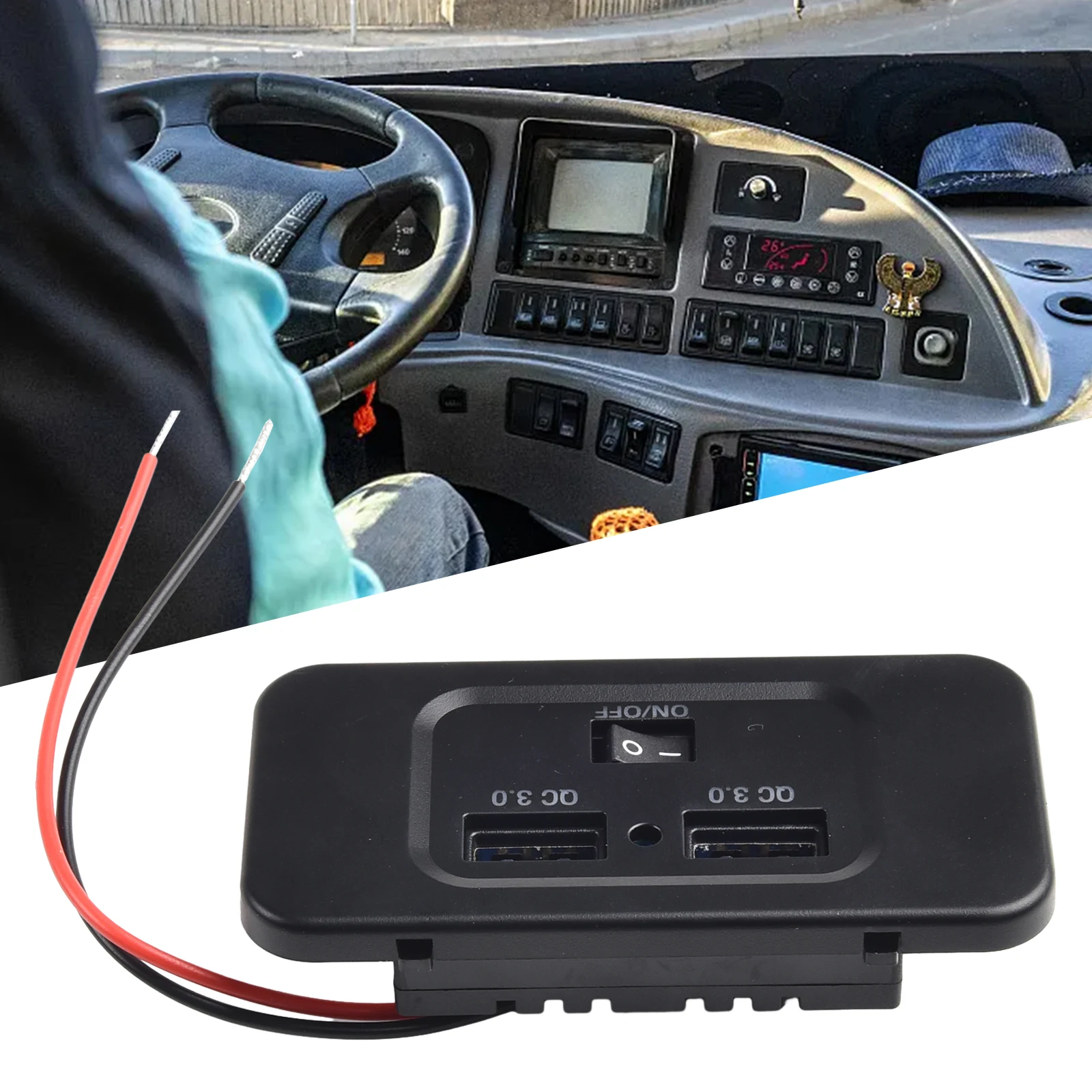 Qc3.0 Dual USB Auto Schnell ladegerät Steckdose Steckdose Auto Auto Ladegerät Adapter mit blauem Licht für 12V/24V Fahrzeuge Image