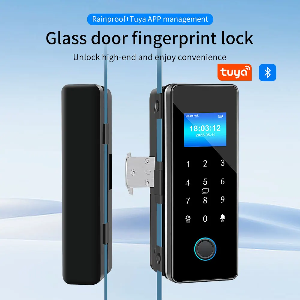 Fingerabdruck-Glastür, Holztür, Metalltür, beständig, Smart Home Security, Türschloss, Tuya APP, IP65, wasserdicht, für den Außenbereich Image