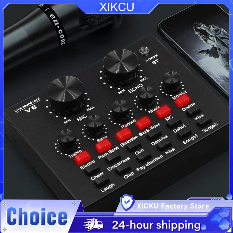 V8 V8S Audio Mixer USB Externe Headset Mikrofon Webcast Persönliche Live Broadcast Soundkarte Für Telefon Computer