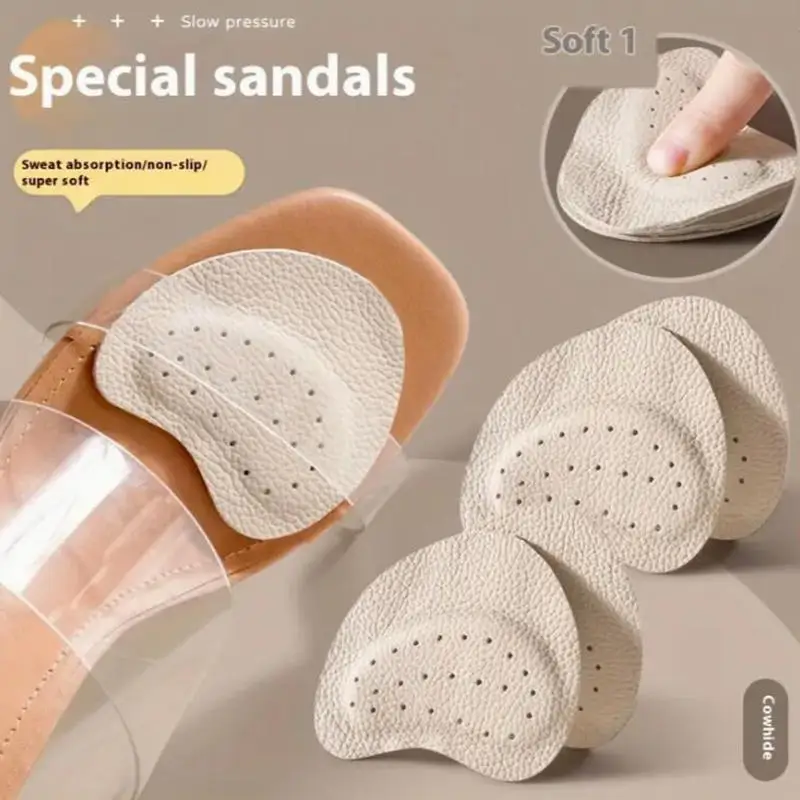 2 paar Fußpflege Schuh Pad Sandalen Anti-rutsch Aufkleber Leder Vorfuß Frauen High Heels Schmerzen Relief Einsatz Einlegesohlen zehen Kissen Image