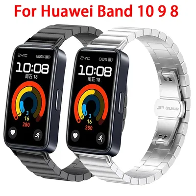 Stainless Steel Band For Huawei Band 10 9 8 Metal Watchband Bracelet Wristband Correa For Huawei 9 8 Image