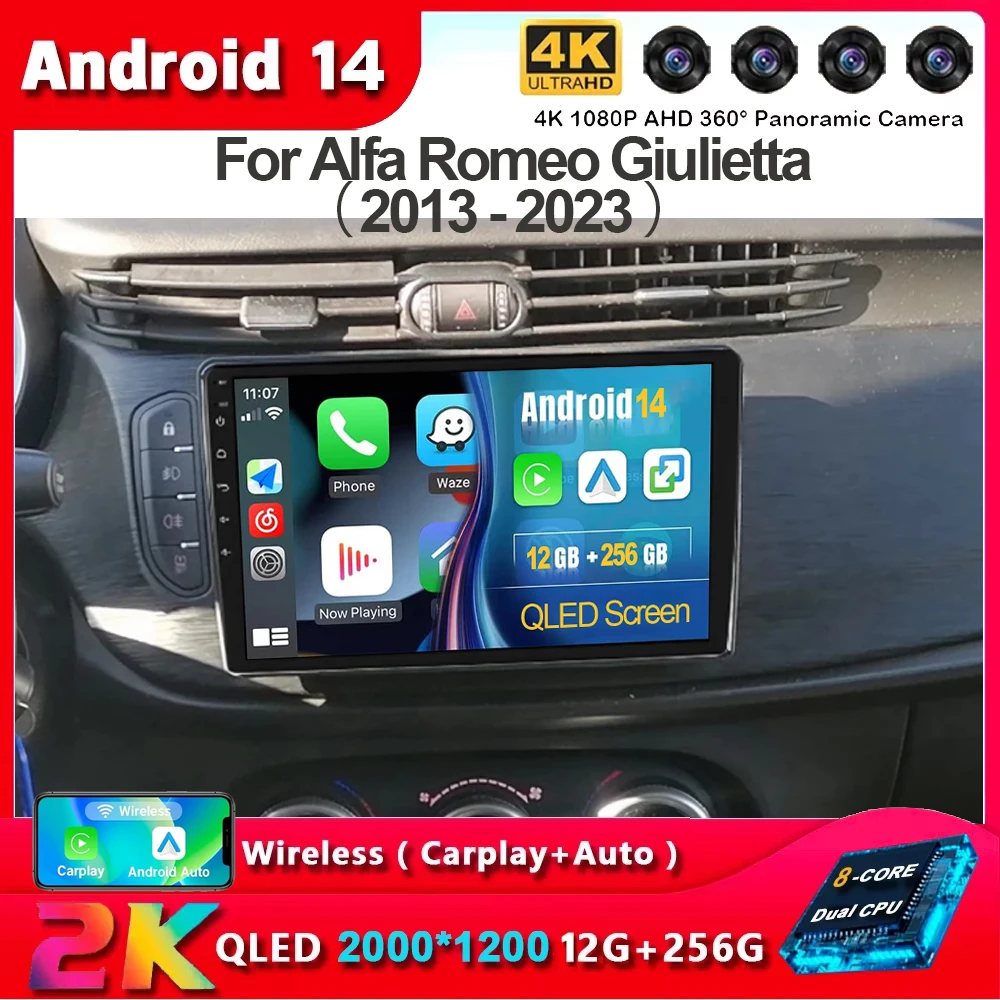 Autoradio Für Alfa Romeo Giulietta 940 2013-2023 Carplay Stereo 2 Din Android 15 Auto Audio GPS multimedia Video Player Image
