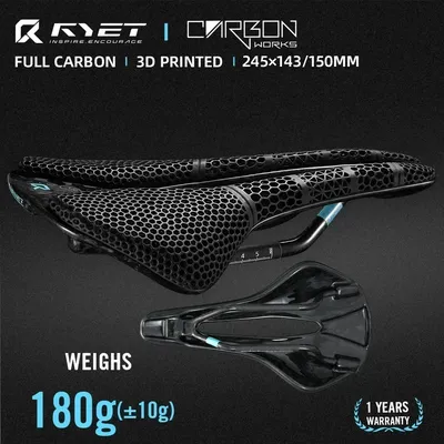 2025 RYET Full Carbon 3D Printed Bicycle Saddle 245mm*143/150mm Bike Seat for MTB Gravel Road Bike Seat Cycling Bicycle Parts