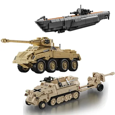 WW2 Militär Armee Soldaten 2. Weltkrieg U-Boot Unterwasser Boot Modell Bausteine Ziegel MOC Kinder DIY Spielzeug Geschenk Image