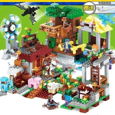 Myworld Kleine Dorf Dschungel Baumhaus Höhle Bausteine Kinder pädagogische Ziegel Spielzeug Geschenk Image