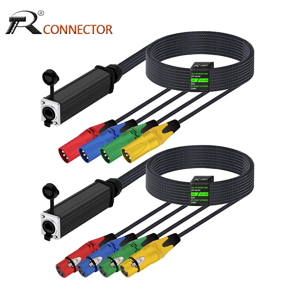 STP RJ45 Cat5/Cat6 auf 4-Kanal-3-Pin-XLR-Ethernet-Extender für Live-Bühne, Klang, Beleuchtung, Audioaufnahmestudio Image