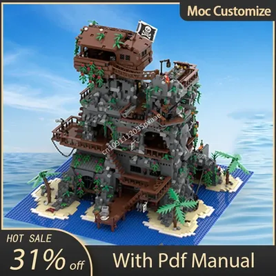 6653 stücke Moc Pirate Fortress Medieval Modulare Gebäude Burg Bausteine Montage Kreativität Ziegel Image