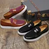 Herren-Loafer der italienischen Marke, modisch, rot, heiß verkauft, Herren-Freizeitschuhe aus Leder,