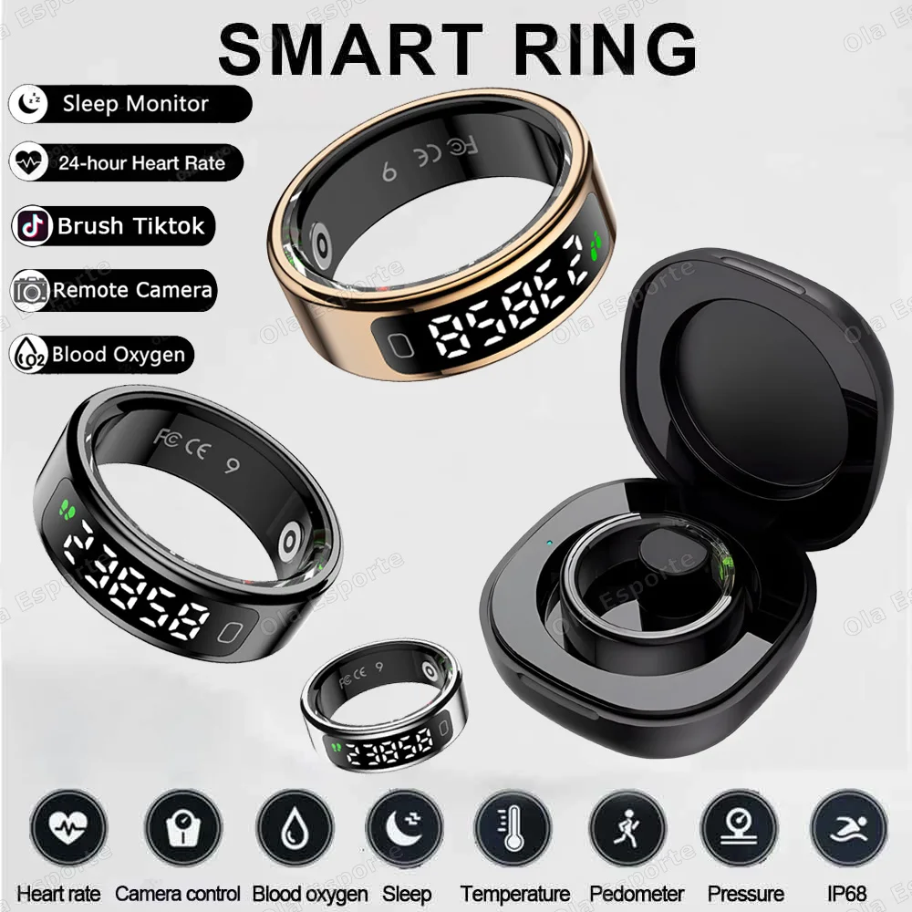 Neue R11 Smart Ring Männer Frauen LED Display Bildschirm Herzfrequenz Blut Sauerstoff Überwachung Wasserdichte Multi Sport Modi Smartrings 2025 Image