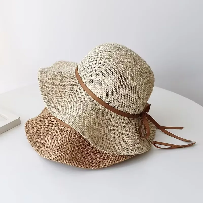 Sommerhut Damen Sonnenschutzhut Sonnenhut Mesh Atmungsaktiv Sonnenhut Schleife Fischerhut Outdoor Reise Beckenhut Image