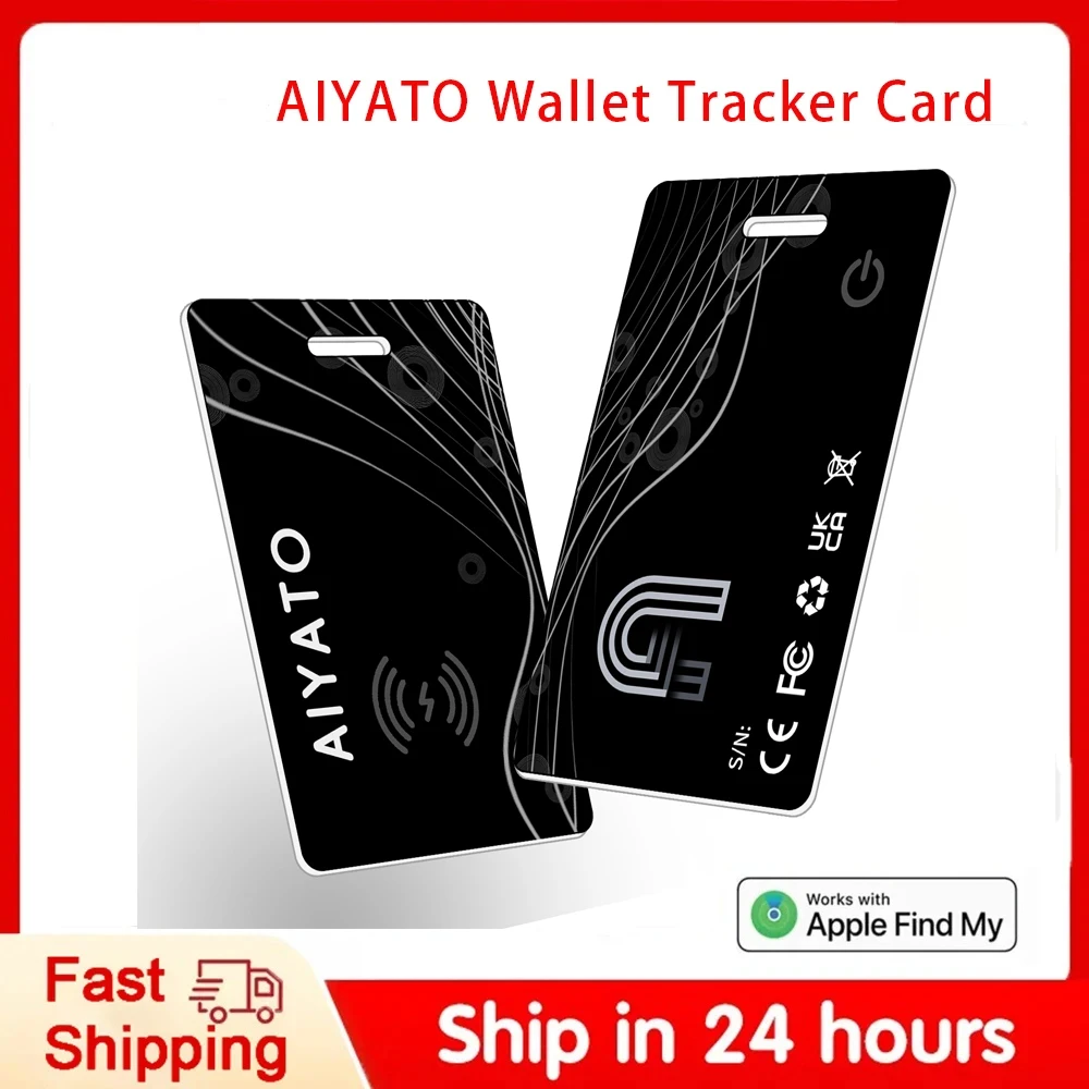 AIYATO Wallet Tracker Card Wireless Charging Location GPS Smart Tag Airtag Funktioniert mit Apple Find My APP Air Tags für IOS Image