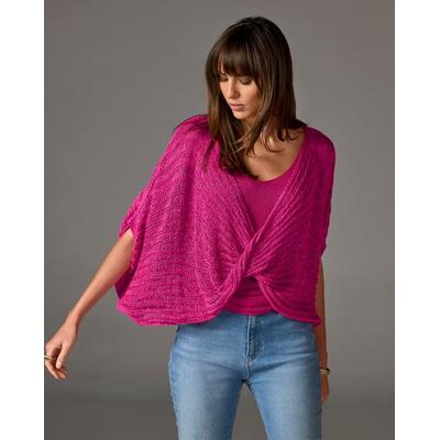 Boston Proper - Blossom Pink - Metallic Twist Sweater Poncho - Large/XL