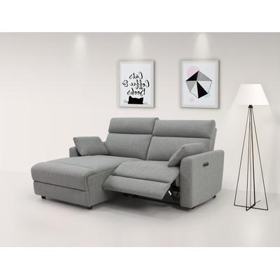 Ecksofa INOSIGN "JENNA, L-Form, 209cm, manuelle u. elektrische Funktion, mit USB A/C", grau (hellgrau), B:209cm H:100,5cm T:163cm, Webstoff 100% Polyester, Sofas, Liegefunktion 105-150, Federkern, Struktur fein, Topseller Image
