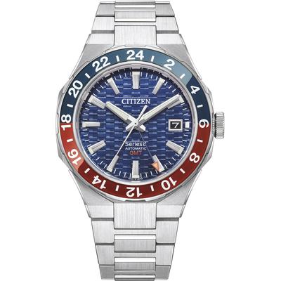 Automatikuhr CITIZEN "Series 8 GMT", silber (silberfarben, blau), Armbanduhren, Herren, Armbanduhr,Herrenuhr,Saphirglas,bis 10bar wasserdicht,Edelstahlarmband Image