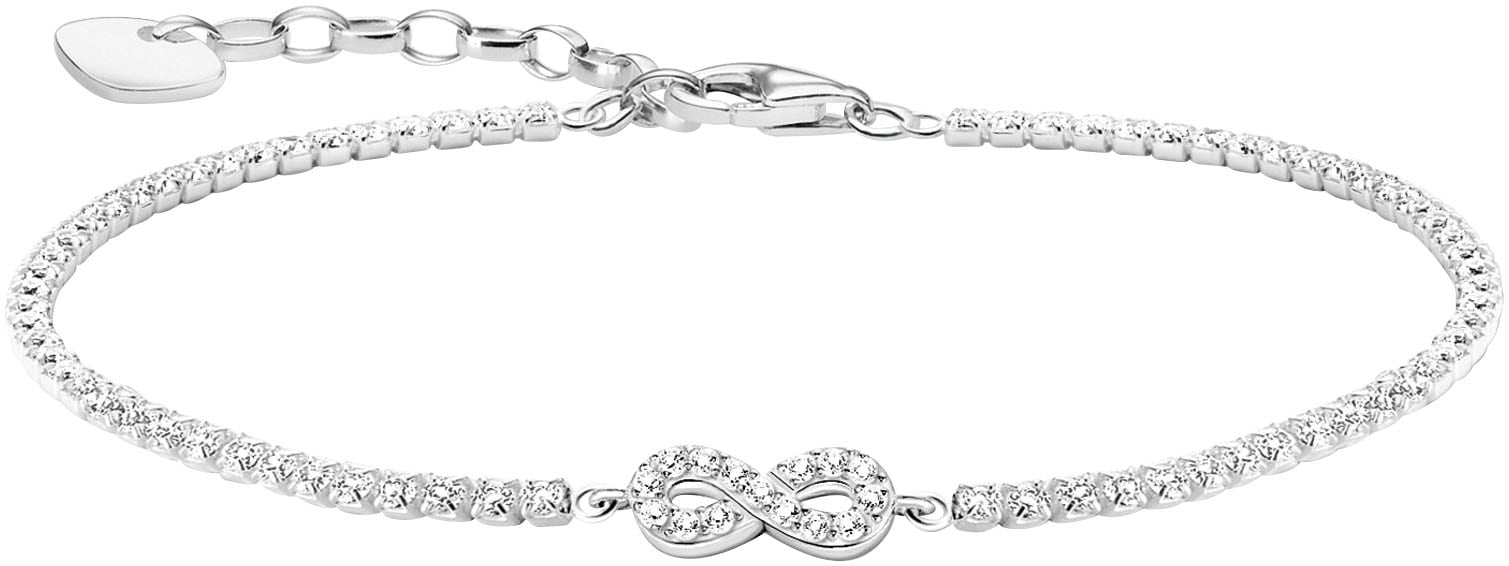 Tennisarmband THOMAS SABO "mit Infinity/Unendlichkeitschleife und Steinen, A2176-051-14-L19v" Gr. 19, silber (silberfarben, kristallweiß, kristallweiß), Armbänder, Damen, 19, Silber 925 (Sterlingsilber), mit Zirkonia (synth.) Image