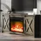 Entertainment Center with Fireplace for 65" TV, Sliding Barn Door, Farmhouse Fireplace TV Stand with