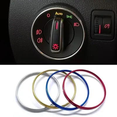 Car Headlight Switch Decorative Frame Trim Ring Sticker Fit for Volkswagen VW Golf Jett MK5 MK6