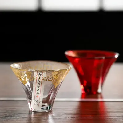 65ml Japanese Handmade Crystal Sake Cup Japanese Mount Fuji Tea Cup Lead-free Glass Shot Glass