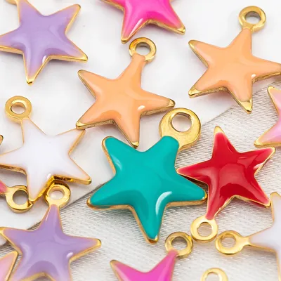 5pcs 20pcs Stainless Steel Colorful Charms Cross Heart Moon Star Pendant for Girls Jewelry Making