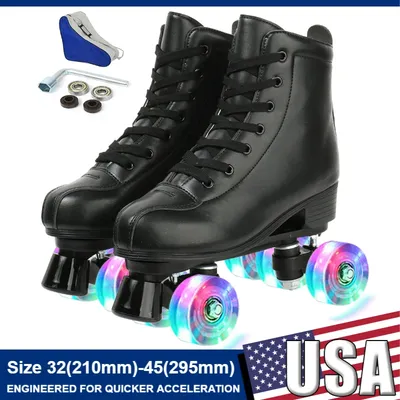 Double-Row Roller Skate Shoes Beginner Men Women Outdoor Skating Flashing 4 Wheels Skates Gift Size