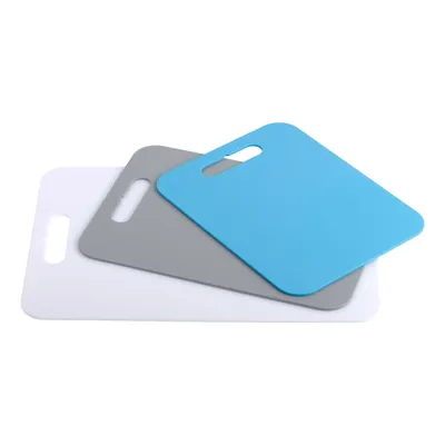 Architec 3-Piece Poly Reversible Cutting Boards Set, Assorted Sizes, Blue