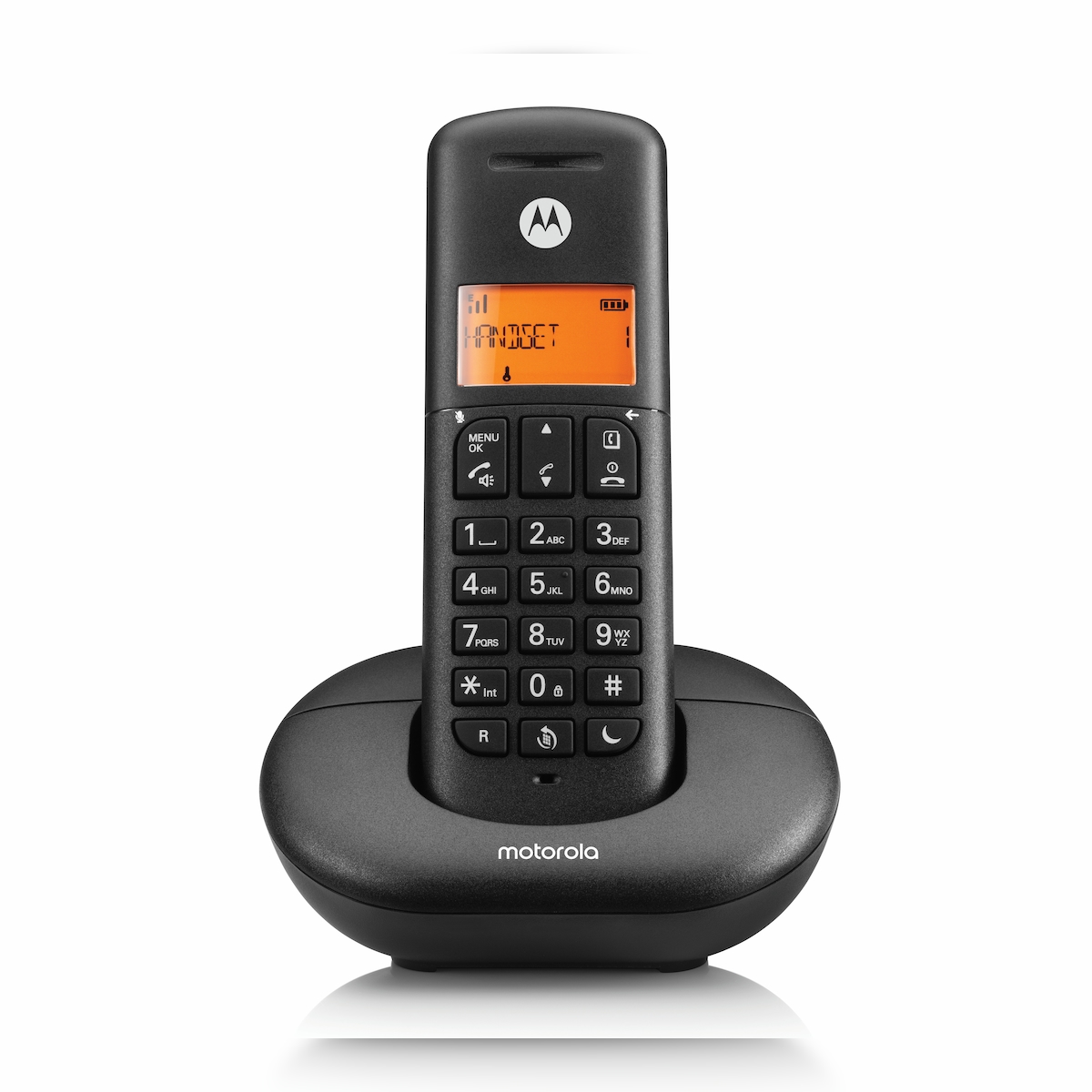 Motorola E201 DECT-Telefon, Anrufüberwachung, Fernzugriff, Nicht-Stören-Taste, Freisprechen – Schwarz Image