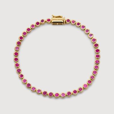 Gold Gemstone Essential Tennis Bracelet Pink Quartz