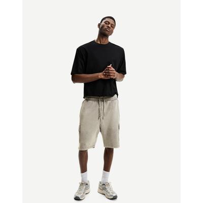 Bershka Plush Cargo Bermuda Shorts Men L Dark Grey