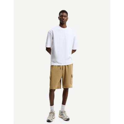 Bershka Plush Cargo Bermuda Shorts Men Xl Brown