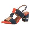 Sandalette MARCO TOZZI, Damen, Gr. 40, navy, orange, beige, Textil, Lederimitat, kontrastfarbene Details, Veloursleder, modisch, Schuhe, Blockabsatz, Sommerschuh, Sandale mit kontrastfarbenen Details