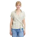 Klassische Bluse CARTOON "Cartoon Damen Streifenbluse mit Bindegürtel", Damen, Gr. 36, nature, grün, Obermaterial: 50% Viskose, 30% Polyester, 20% Leinen., modisch, schmal normal, V-Ausschnitt, Kurzarm, Blusen