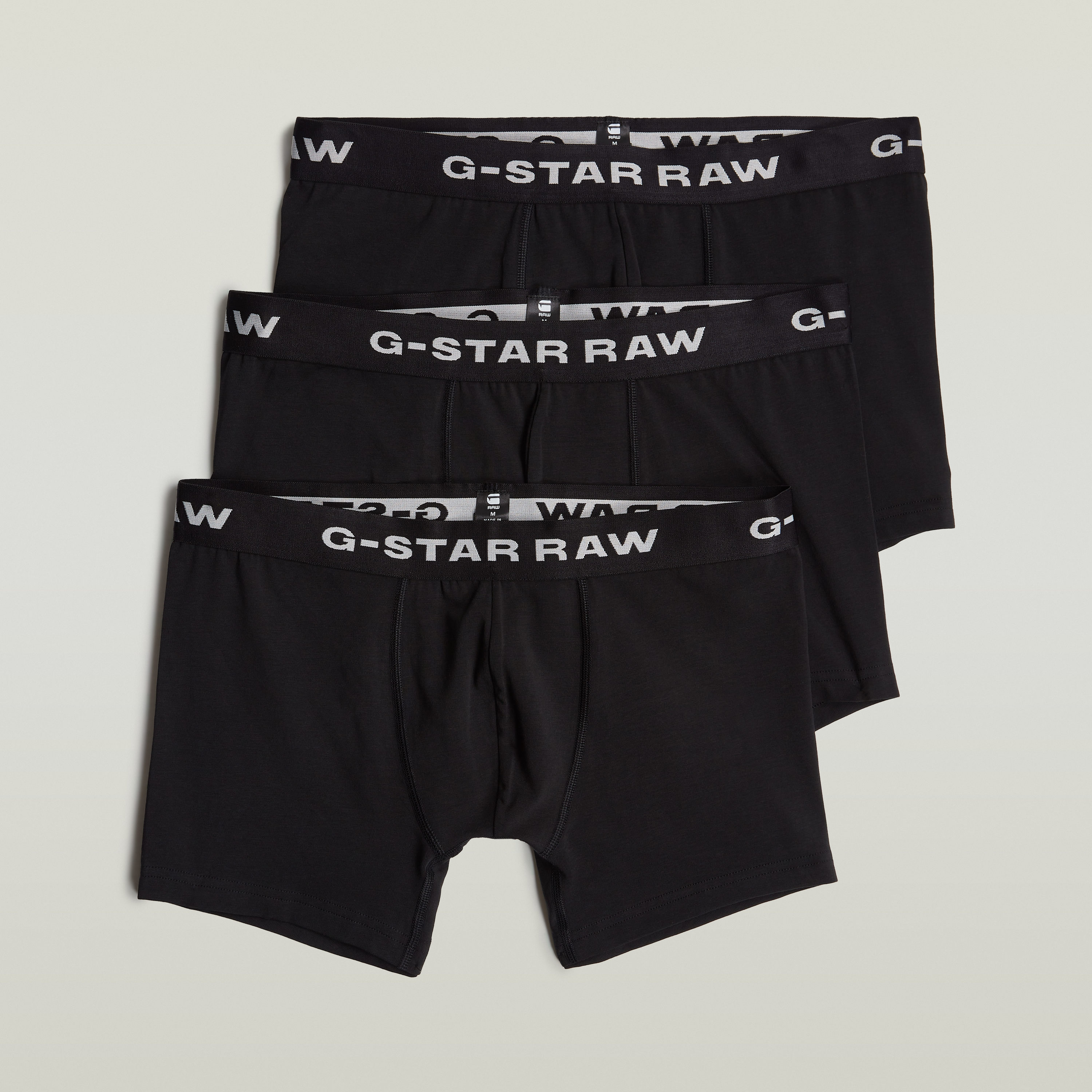 Boxershorts G-STAR "Boxer briefs 3 pack", Herren, Gr. XXL, 3 Stk., schwarz (schwarz, schwarz, schwarz), Jersey, Obermaterial: 95% Baumwolle, 5% Elasthan, eng, Unterhosen