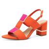 Sandalette MARCO TOZZI, Damen, Gr. 37, orange (orange, pink), Textil, Lederimitat, Veloursleder, modisch, Schuhe, Blockabsatz, Sommerschuh, Sandale mit kontrastfarbenen Details