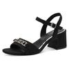 Sandalette MARCO TOZZI BY GMK, Damen, Gr. 41, schwarz, Textil, unifarben, Veloursleder, elegant, Schuhe, Blockabsatz, Riemchensandale, Abendschuh mit Feel Me-Ausstattung