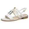 Sandalette MARCO TOZZI, Damen, Gr. 41, weiß, Lederimitat, klassisch, Schuhe, Blockabsatz, Sommerschuh, Riemchensandale im Metallic-Look