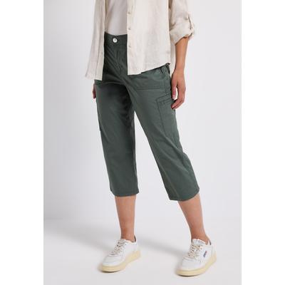 3/4-Hose STREET ONE "Style Yulius", Damen, Gr. 36, N-Gr, grün (marshy grün), Web, Obermaterial: 98% Baumwolle, 2% Elasthan, unifarben, casual, slim fit kniebedeckend, Hosen, im Cargo-Style Image