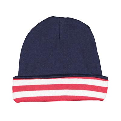 Rabbit Skins 4451 Infant Baby Rib Cap in Nay/Red White Stripe size OSFA | Ringspun Cotton LA4451
