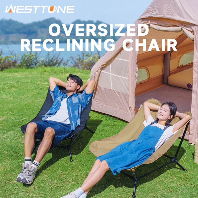 WESTTUNE Klappbarer Liegestuhl, übergroßer Camping-Liegestuhl, Aluminiumlegierung, Outdoor-Freizeit, fauler Stuhl für Campingreisen