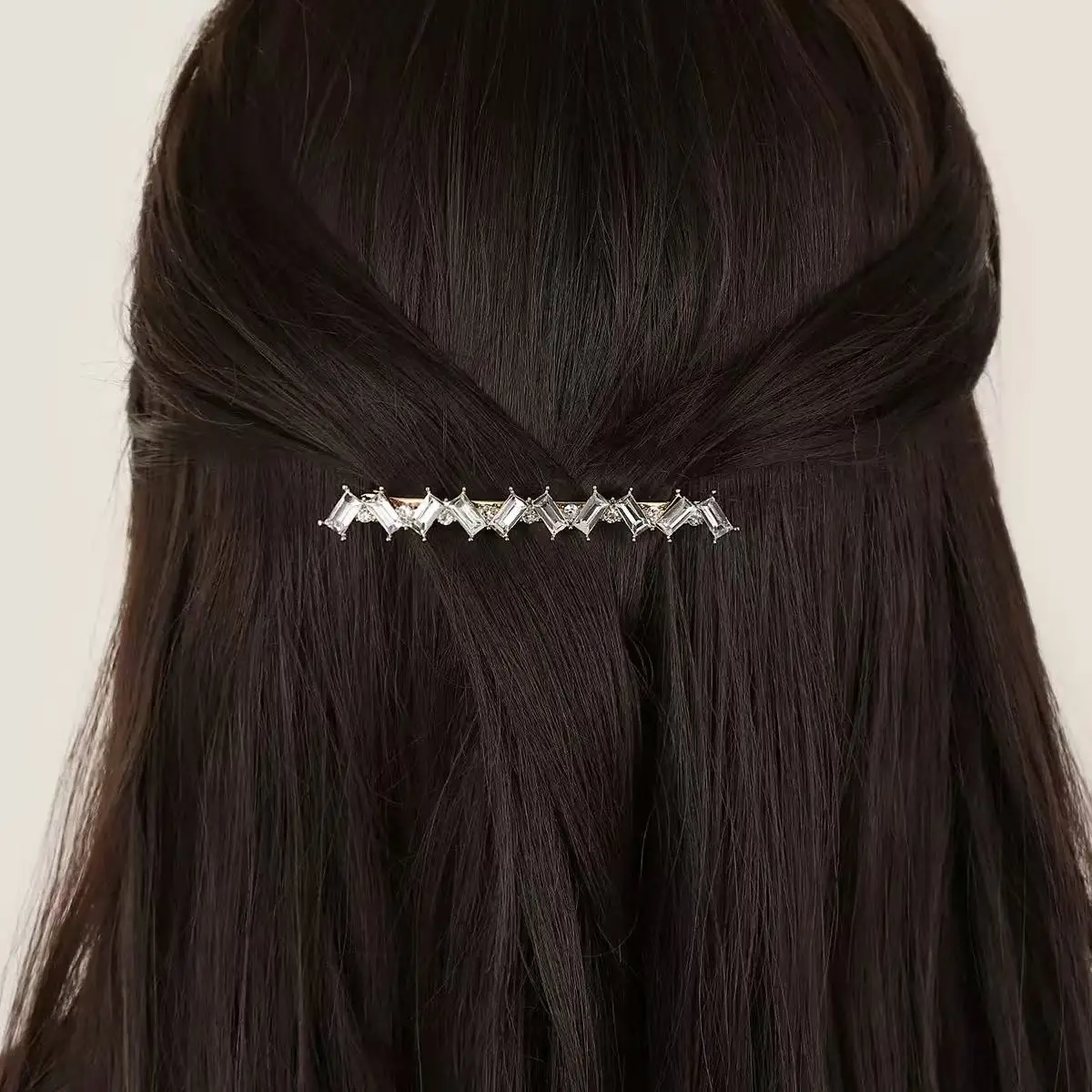 Modische neue Haar-Accessoires, exquisite und glänzende einreihige Haarspangen, Clip-Accessoires mit Kristallrand für Frauen