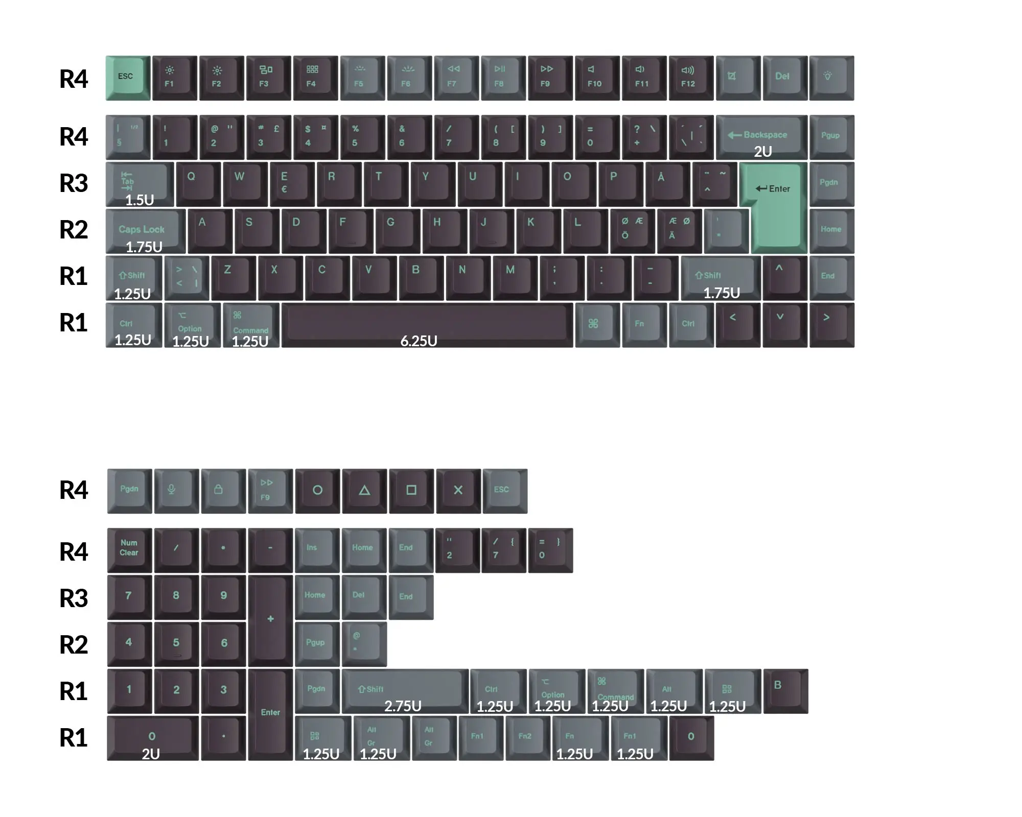ISO Cherry Profile Dye-Sub PBT Vollständiges Tastenkappen-Set Hacker Mint für Benutzerdefinierte Mechanische Tastaturen Image