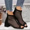 2025 sommer Boot Zapatos Chaussures Femme Zipper Platz High Heel Leopard Frau Schuhe Frauen Mesh