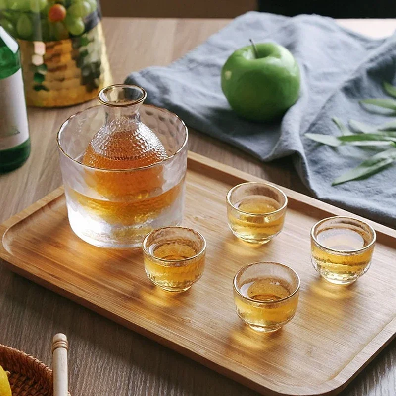 Glas-Bierbecher-Set, Bar-Zubehör, Sake Pot, Trinkgeschirr, Schnapsgläser für Wodka, Barkeeper, japanischer Stil, gehämmertes Weinglas Image