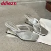 Silber Mode Keile Hausschuhe Schuhe Für Frauen Flip-Flops Weibliche Slides Karree Damen Keile Mit
