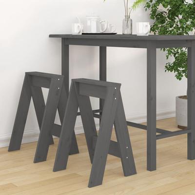 Hocker 2 Stk. Grau 40x40x60 cm Massivholz Kiefer vidaXL828560 Image
